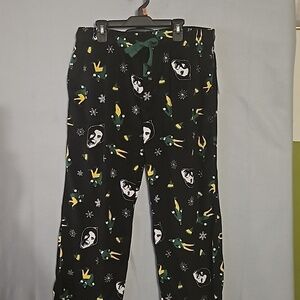 Men's Elf Holiday Christmas Pj's Pant sz L Black with Print design NWT